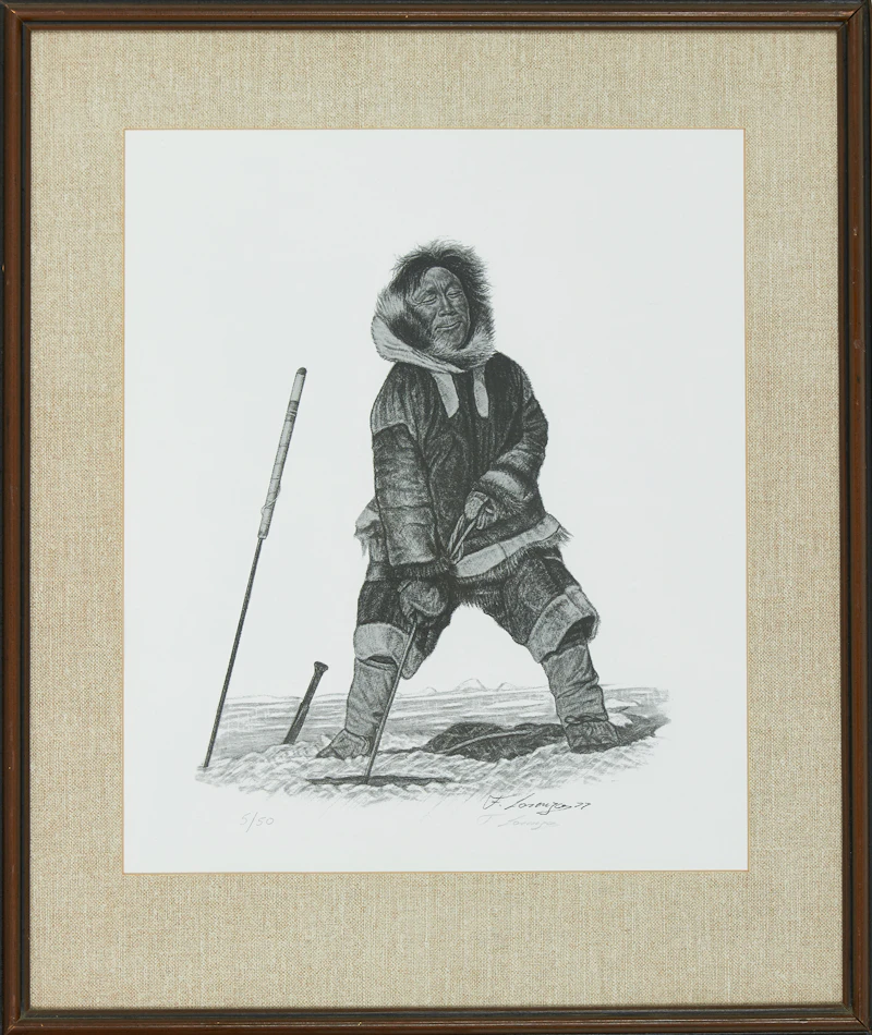 Lorenzo Fracchetti, Arctic Fishing, lithograph, 1977 - view 2