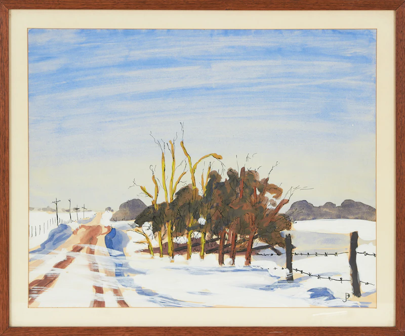 William Perehudoff, Untitled (Road in Winter), mixed media on paper - view 2
