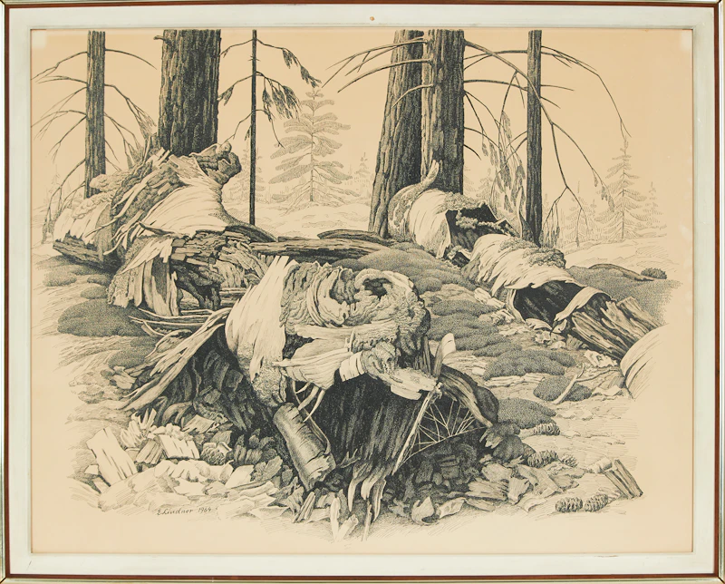 Ernest Lindner, Edge of Woods, ink drawing, 1964 - view 2
