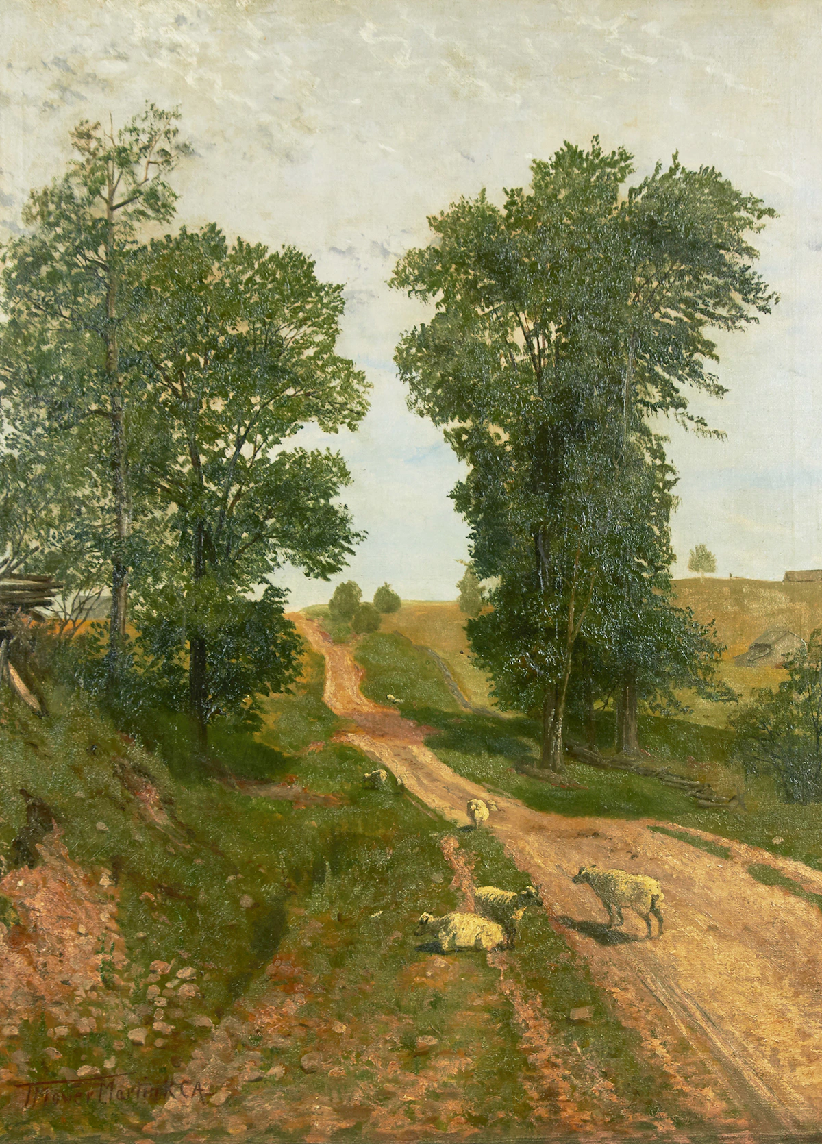 Thomas Mower Martin, Sheep on a Country Road, oil on canvas