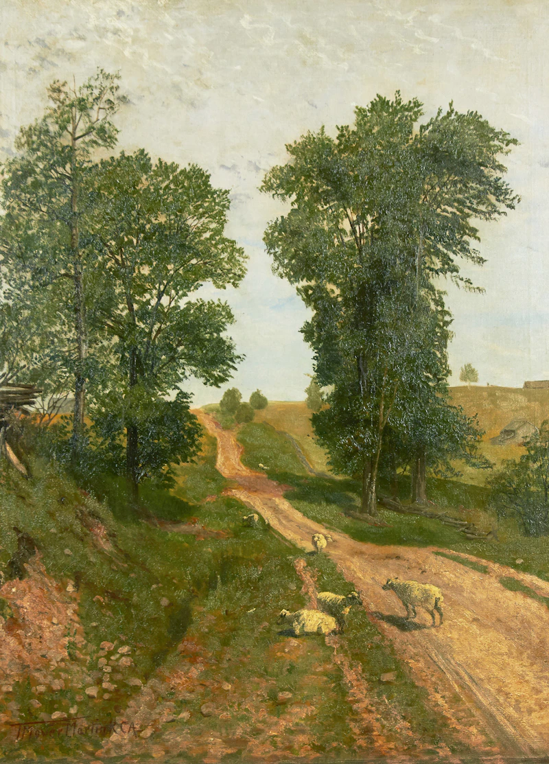 Sheep on a Country Road by Thomas Mower Martin