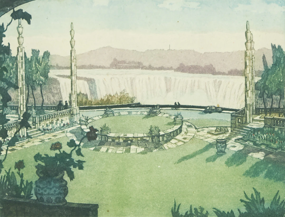Nicholas Hornyansky, Oakes Gardens, Niagara Falls, Canada, colour aquatint