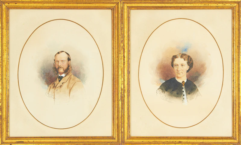 Notman and Sandham, A Pair of Portraits, hand-coloured photographs, 1869 - view 1