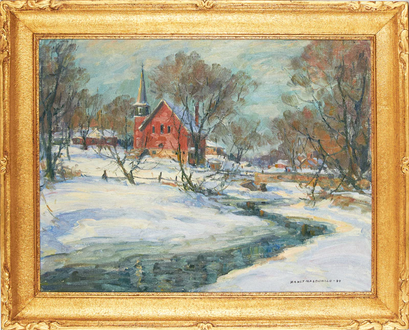Manly Edward MacDonald, Unionville Church in Winter, oil on canvas, 1944 - view 2