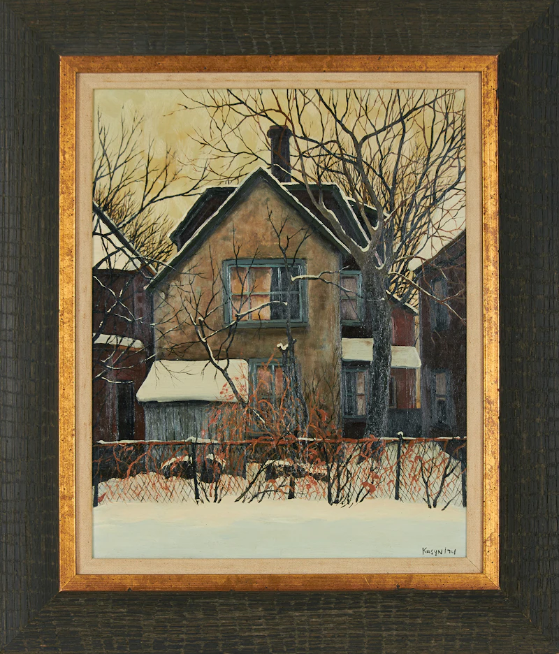 John Kasyn, Backyard With Fence, James Street, Ottawa, oil on board, 1974 - view 2