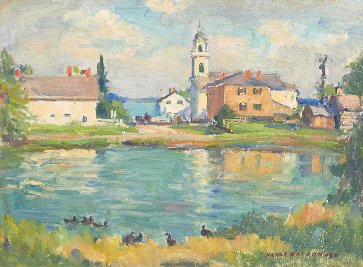 Manly Edward MacDonald, The Mill Pond, Upper Canada Village, oil on canvas laid down on board