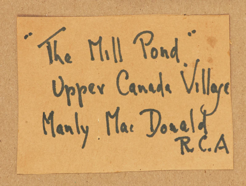 Manly Edward MacDonald, The Mill Pond, Upper Canada Village, oil on canvas laid down on board - view 3