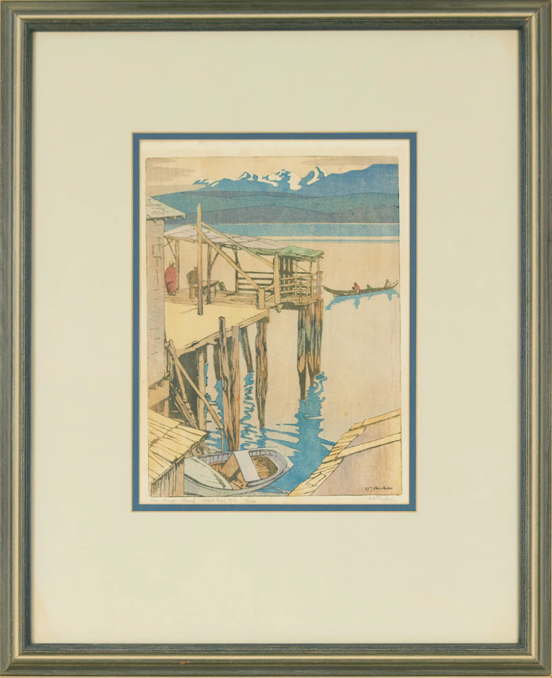 Walter Joseph Phillips, Jim King’s Wharf, Alert, B.C. , colour woodblock - view 2