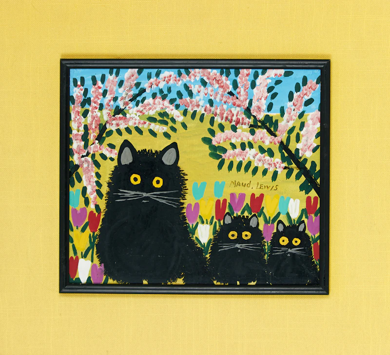 Maud Lewis, Three Black Cats, oil on masonite - view 2