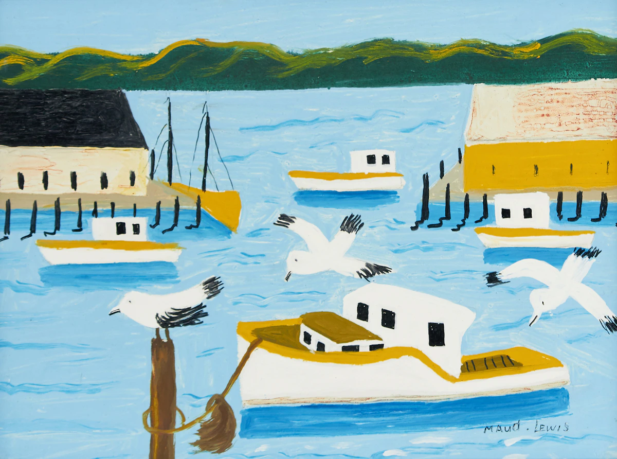 Maud Lewis, Digby Harbour, oil on board