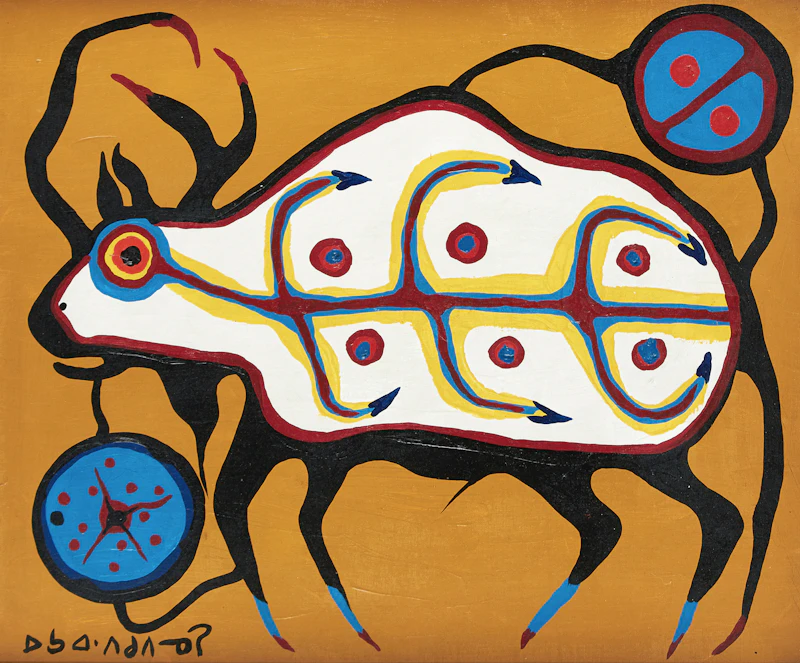 Norval Morrisseau, Medicine Buffalo, acrylic on canvas board - view 2