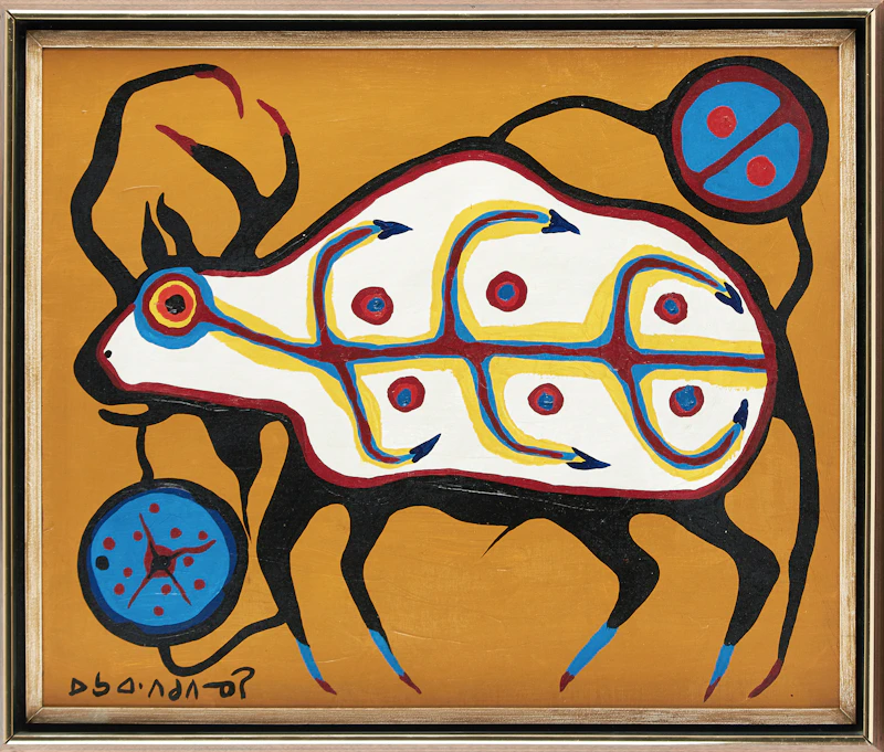 Norval Morrisseau, Medicine Buffalo, acrylic on canvas board - view 3