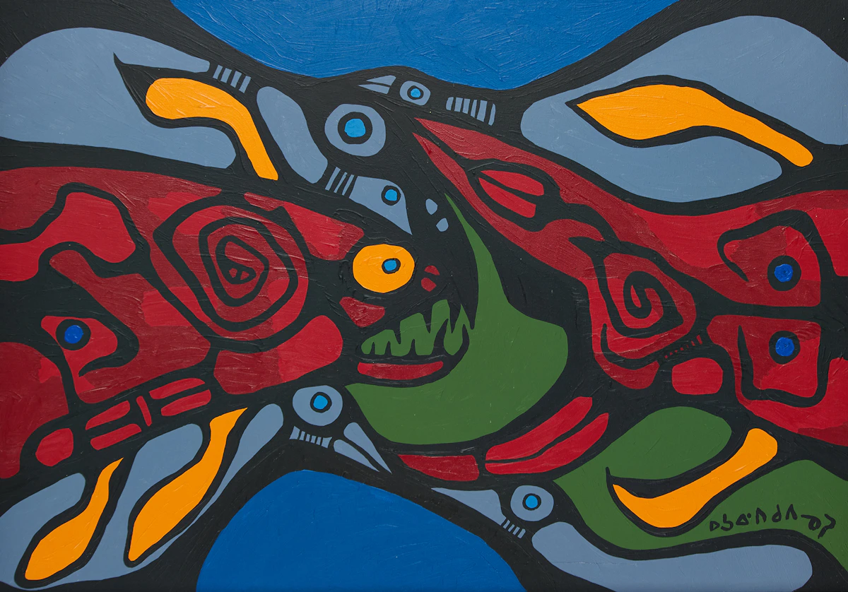 Norval Morrisseau, Poisson, acrylic on canvas
