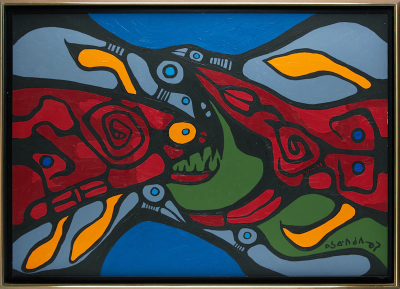 Norval Morrisseau, Poisson, acrylic on canvas - view 2