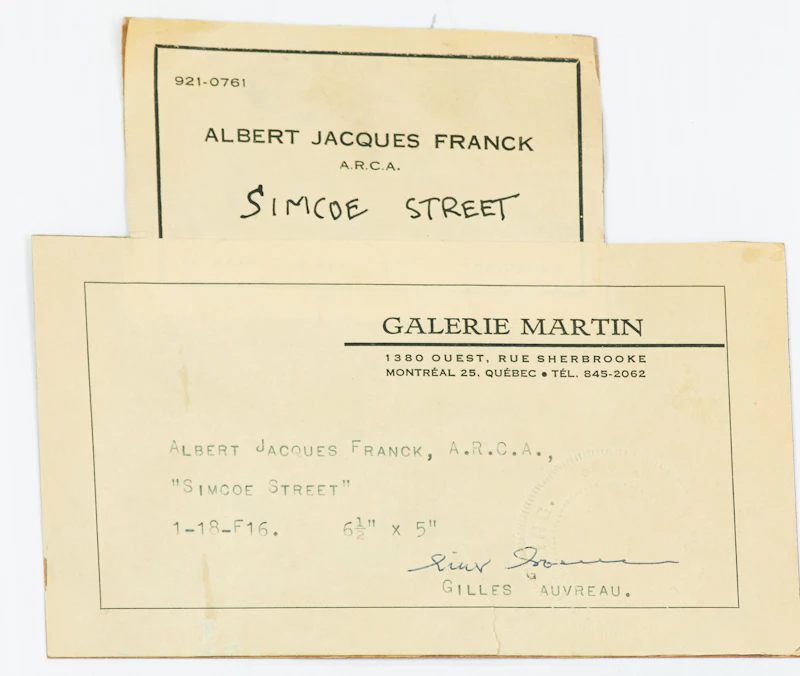 Albert Jacques Franck, Simcoe Street, watercolour, 1966 - view 3