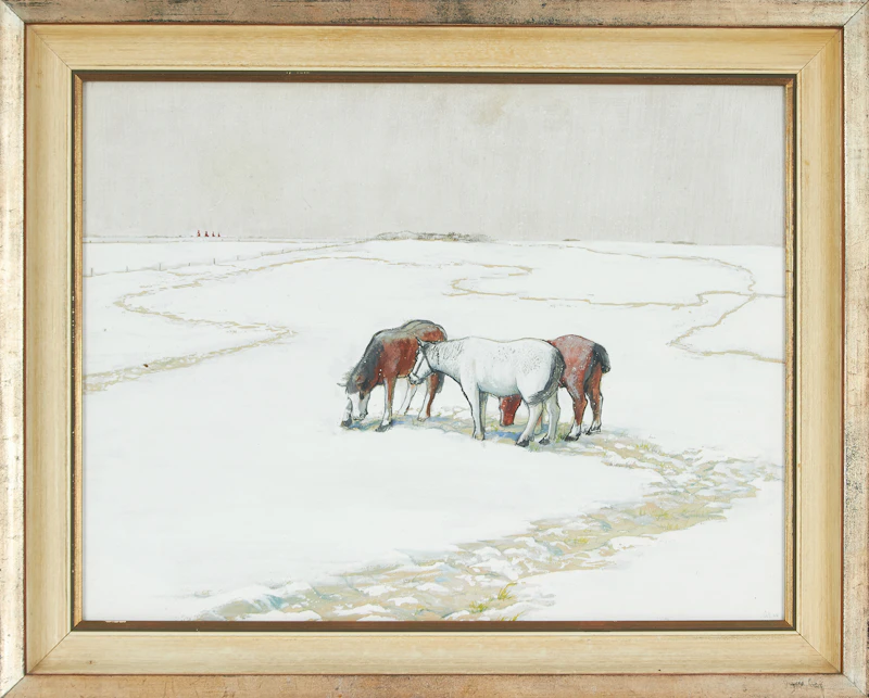 William Kurelek, Snow Showers and Horses Foraging, gouache, 1966 - view 2