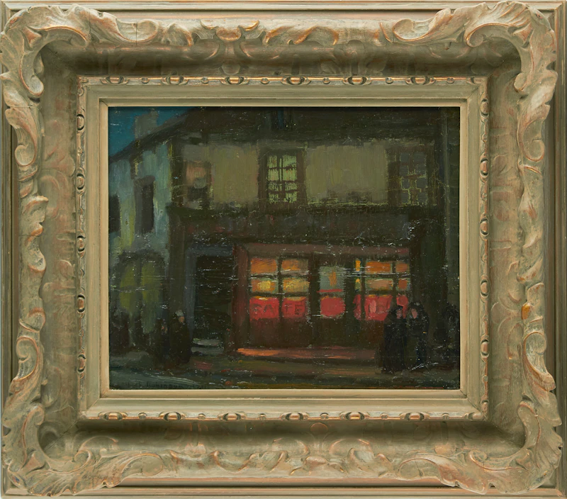Albert Henry Robinson, Cafe Clare St, Servan (Night Effect) , oil on board, 1911 - view 2