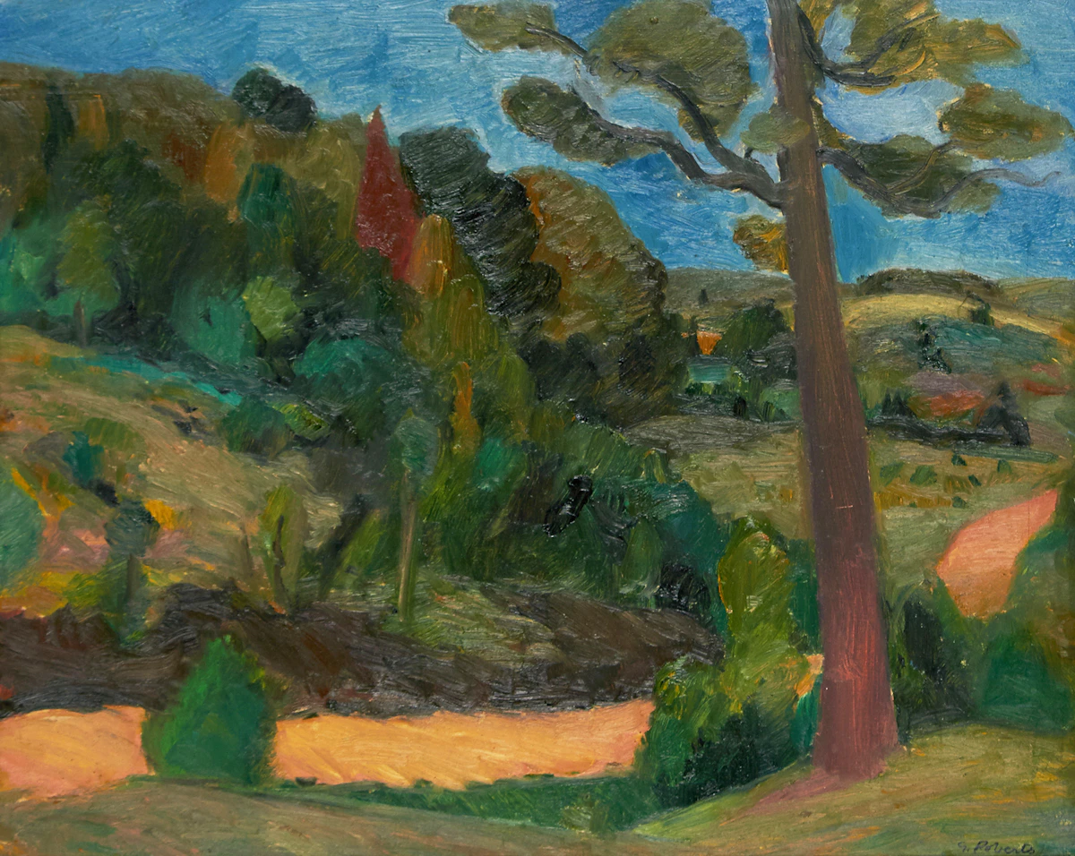William Goodridge Roberts, Rolling Hill Landscape, oil on board