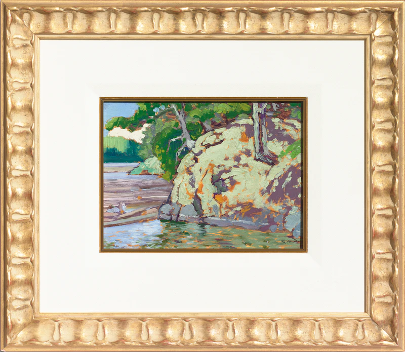 Frank Hans Johnston, A Rocky Corner - Bryce’s Island, Lake of the Woods, oil on panel, circa 1920 - view 2
