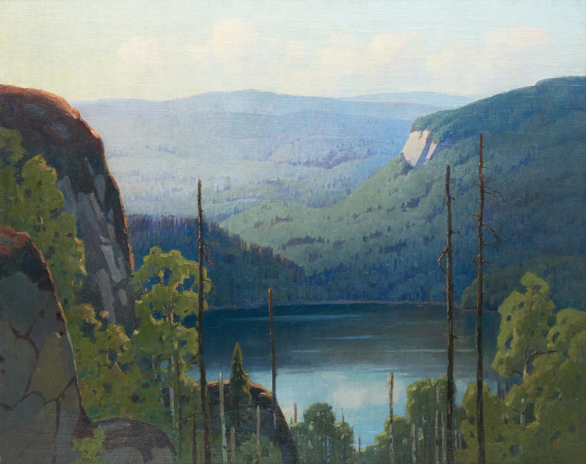 Frederick Henry Brigden, Lake in the Hills, oil on canvas