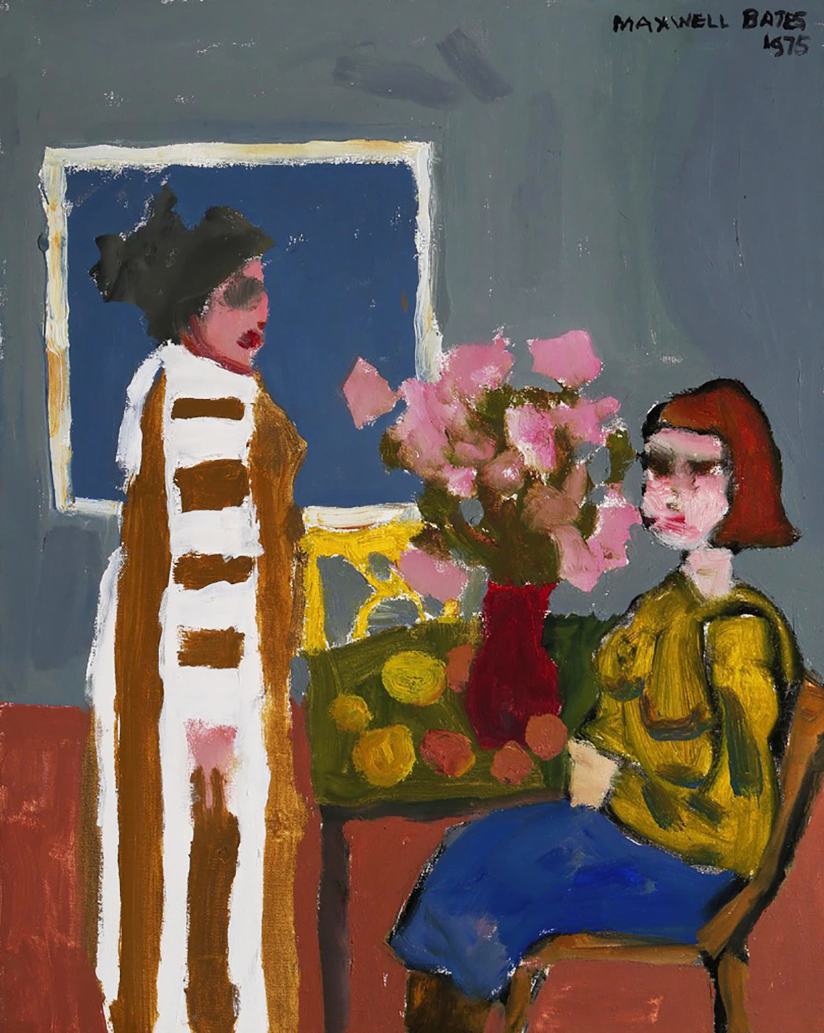 Maxwell Bennett Bates, Two Figures, oil on canvas, 1975