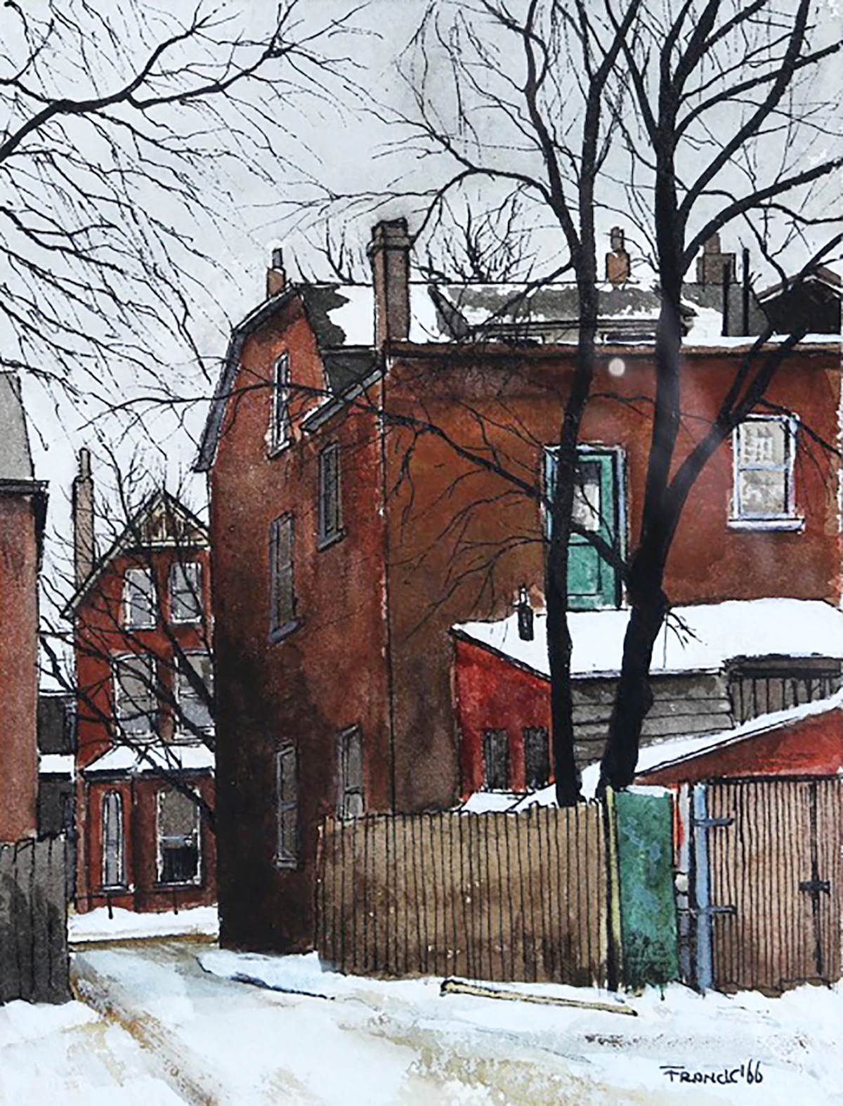 Albert Jacques Franck, Lane Behind Montrose Avenue, watercolour, 1966
