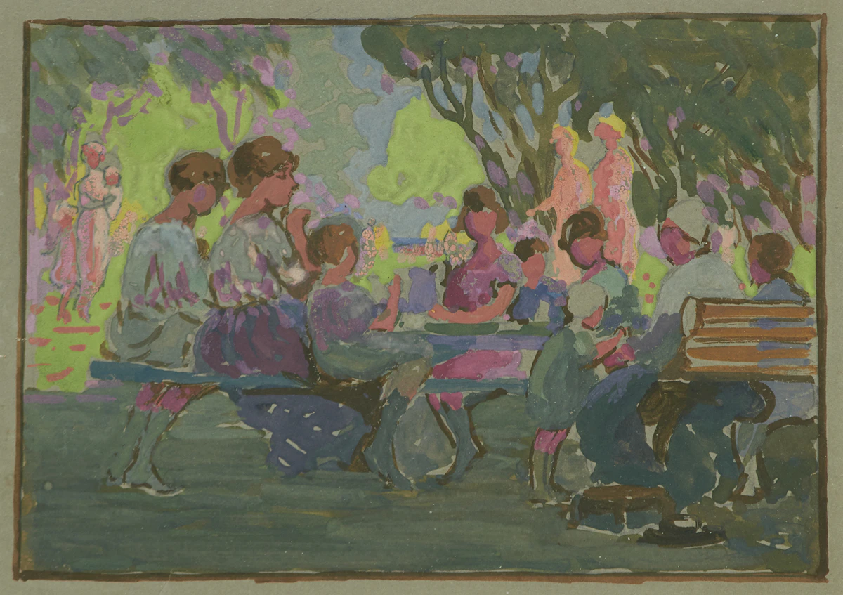 Emily Louise Orr Elliott, Celebration on The Green, gouache on cardstock