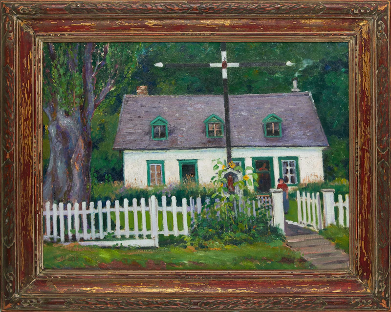 Robert Wakeham Pilot, Cottage with Cross, Newfoundland, oil on canvas, 1938 - view 2