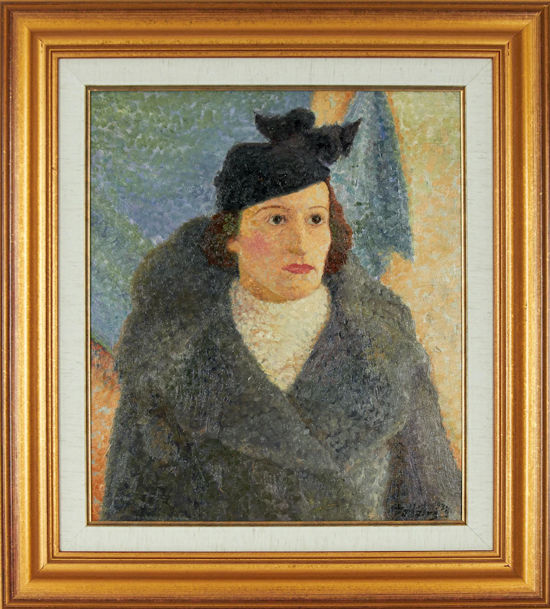 Jean-Philippe Dallaire, Portrait of a Woman, oil on board, 1938 - view 2