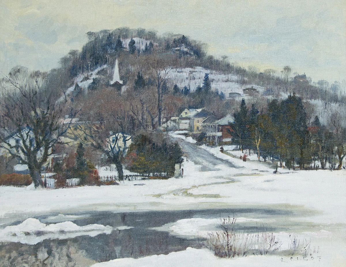 Robert Wakeham Pilot, Village in Winter, oil on canvas