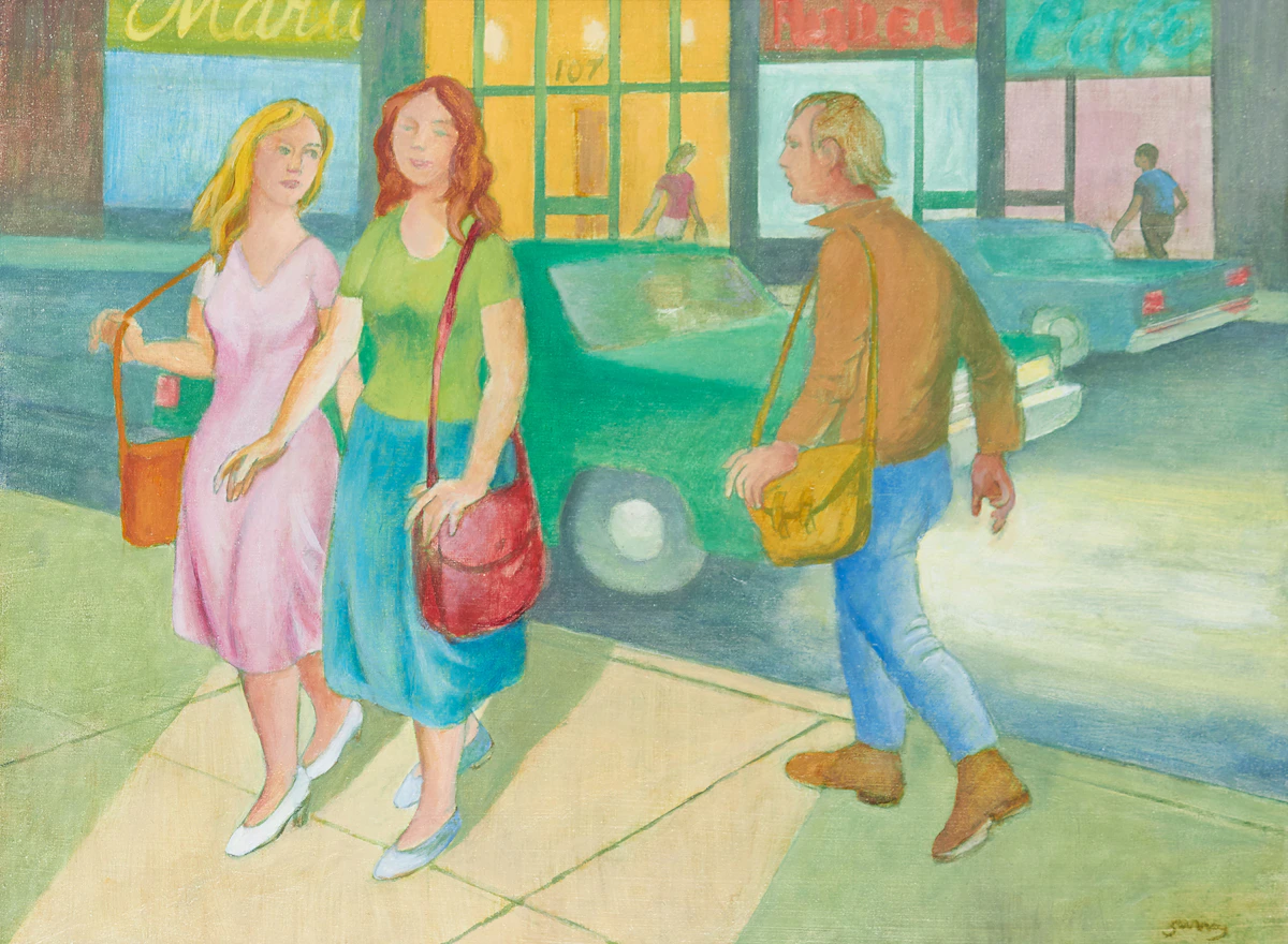 Philip Henry Howard Surrey, Figures on the Street, oil on board