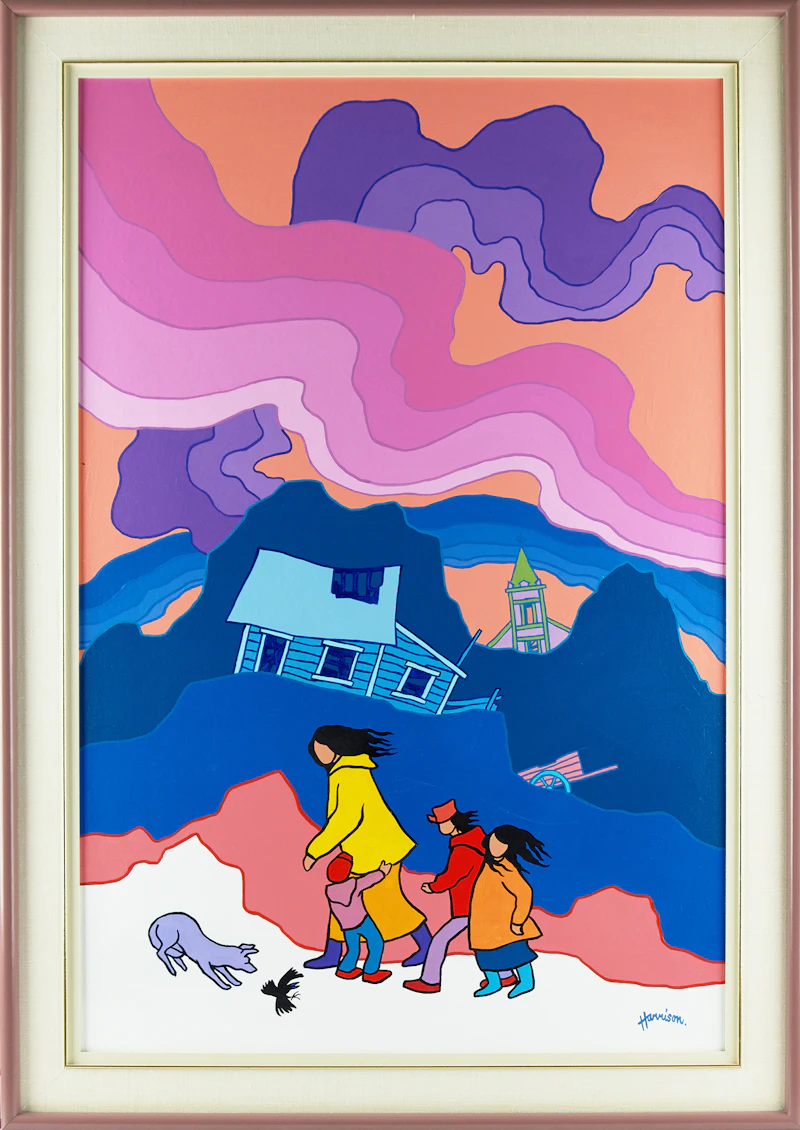 Ted Harrison, Bennett Walk, acrylic on canvas board, 1982 - view 2