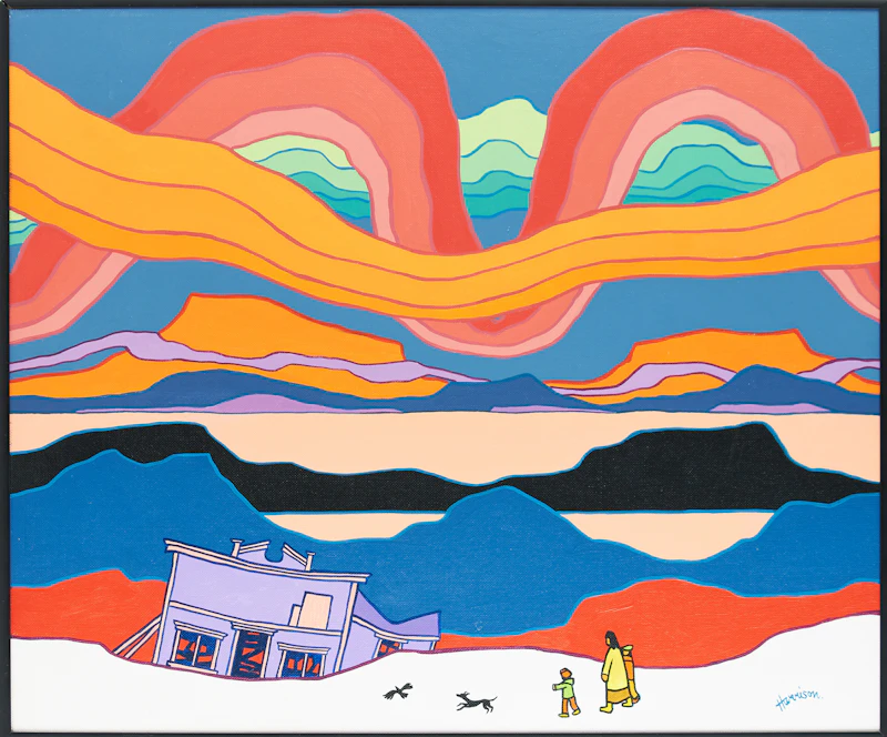 Ted Harrison, Deserted, acrylic on canvas board, 1982 - view 2