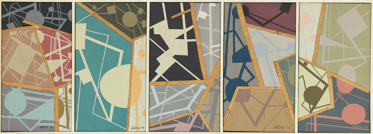 Jean-Paul Jérôme, Five Abstract Compositions, acrylics on canvas
