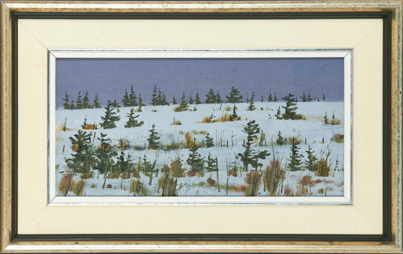 Bruno Joseph Bobak, Field in Winter, Newfoundland, oil on canvas board - view 2