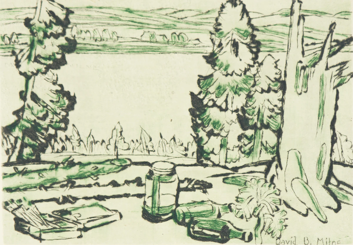 David Brown Milne, Painting Place (Hilltop), printed in colours