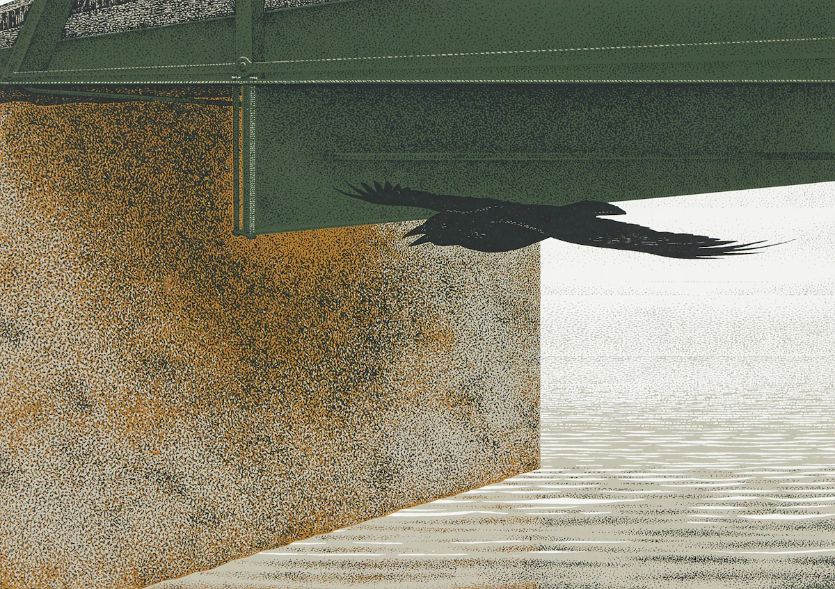 David Alexander Colville, Bridge and Raven, silkscreen, 1993