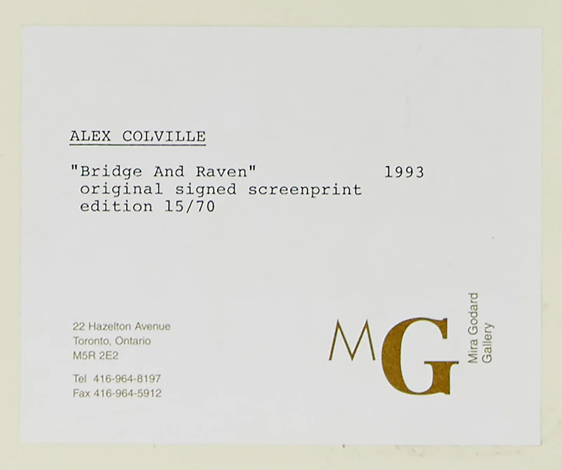 David Alexander Colville, Bridge and Raven, silkscreen, 1993 - view 3