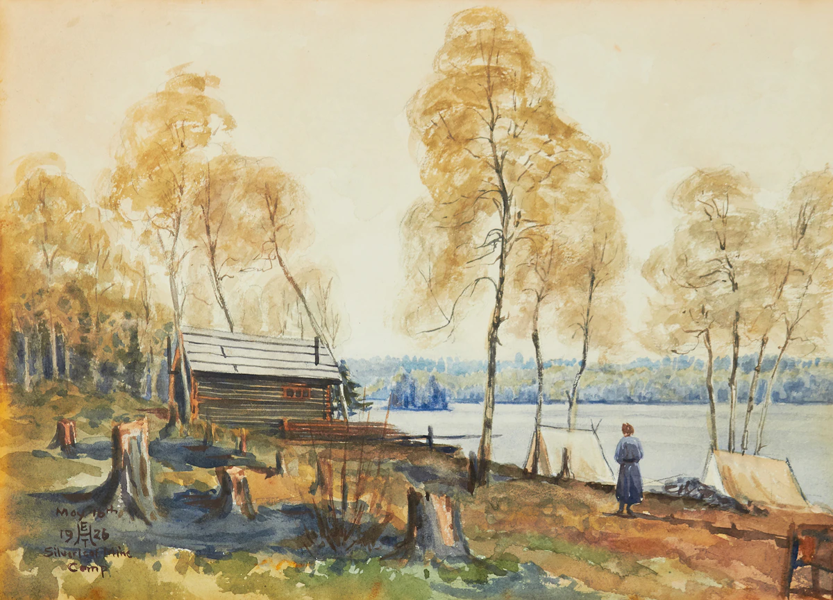 Canadian School, Silver Leaf Mining Camp, watercolour on paper, 1926