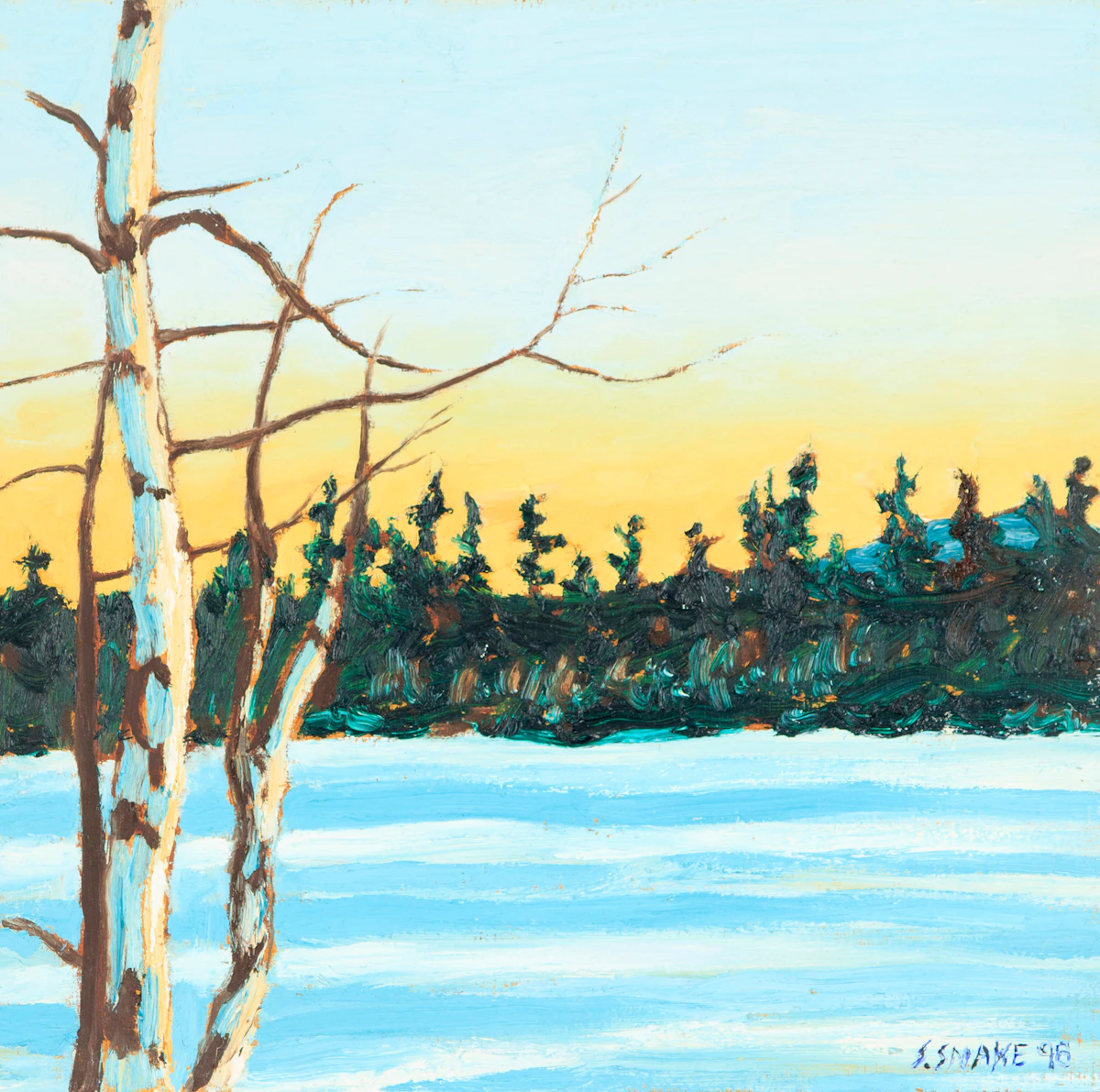 Stephen Snake, Winter Landscape, oil on board, 1998