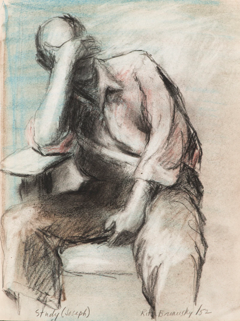 Rita Briansky, Self Portrait; Study (Joseph); Rain; Anna in Profile; Ethel, assorted media on paper (5) - view 3