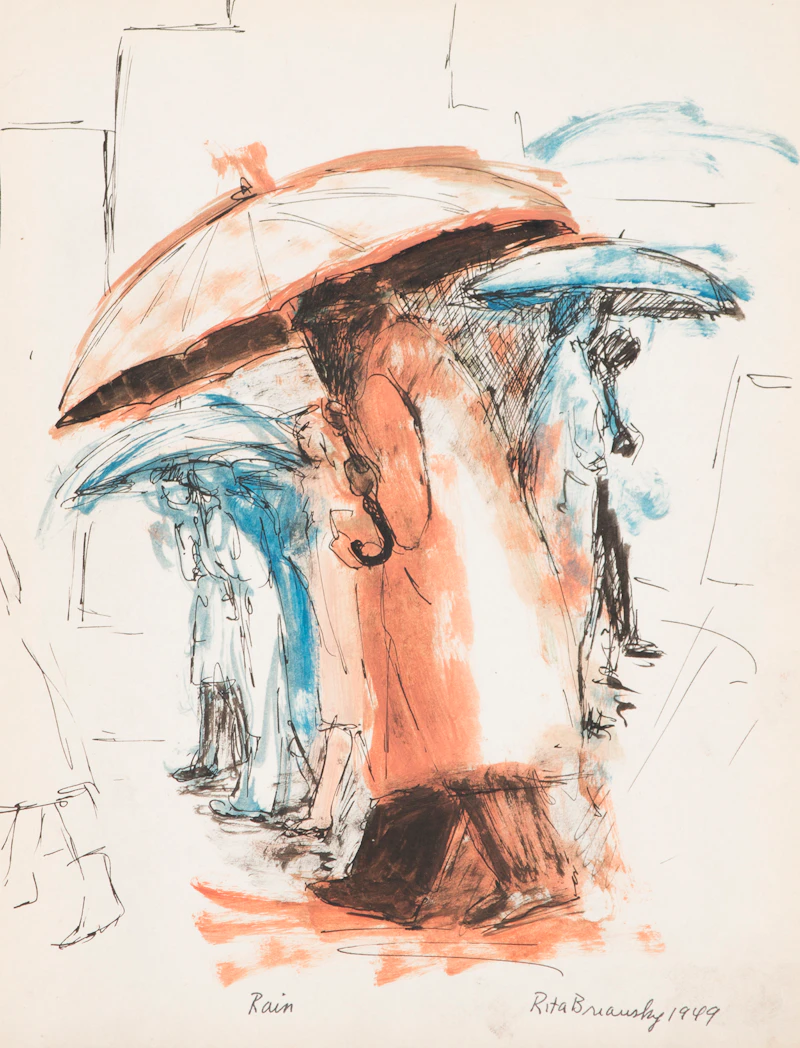 Rita Briansky, Self Portrait; Study (Joseph); Rain; Anna in Profile; Ethel, assorted media on paper (5) - view 5