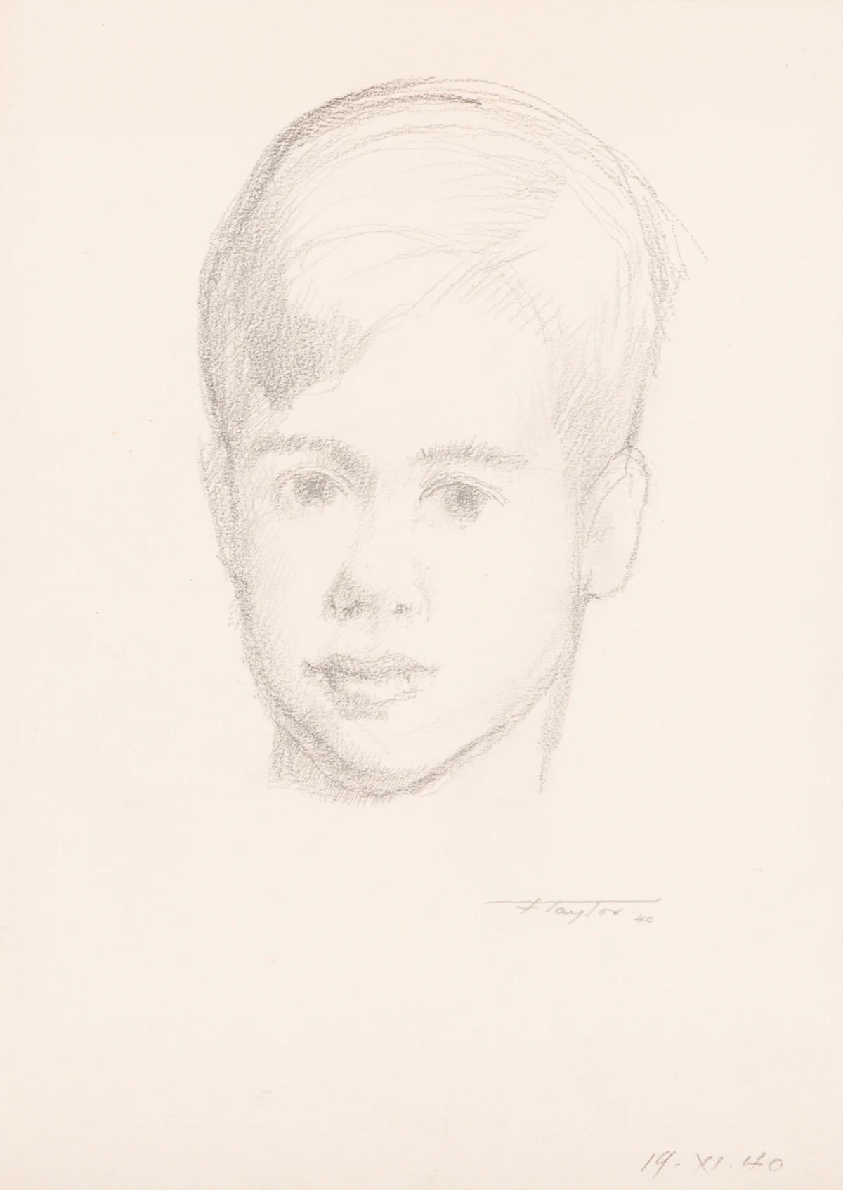 Frederick Bourchier Taylor, Boom Tug on the Ottawa River (Study for Etching); Mex, Mother and Child (Study for a Painting); Tower Bridge, London; Sketch of a Boy, pencil on paper (4)