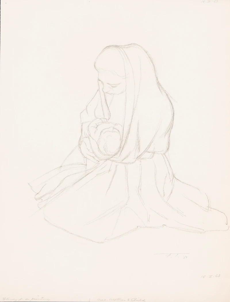 Frederick Bourchier Taylor, Boom Tug on the Ottawa River (Study for Etching); Mex, Mother and Child (Study for a Painting); Tower Bridge, London; Sketch of a Boy, pencil on paper (4) - view 2