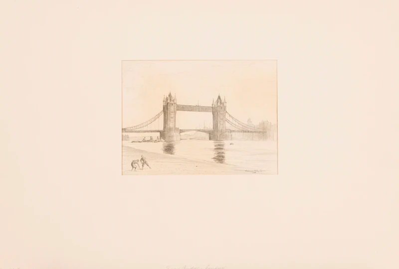 Frederick Bourchier Taylor, Boom Tug on the Ottawa River (Study for Etching); Mex, Mother and Child (Study for a Painting); Tower Bridge, London; Sketch of a Boy, pencil on paper (4) - view 3