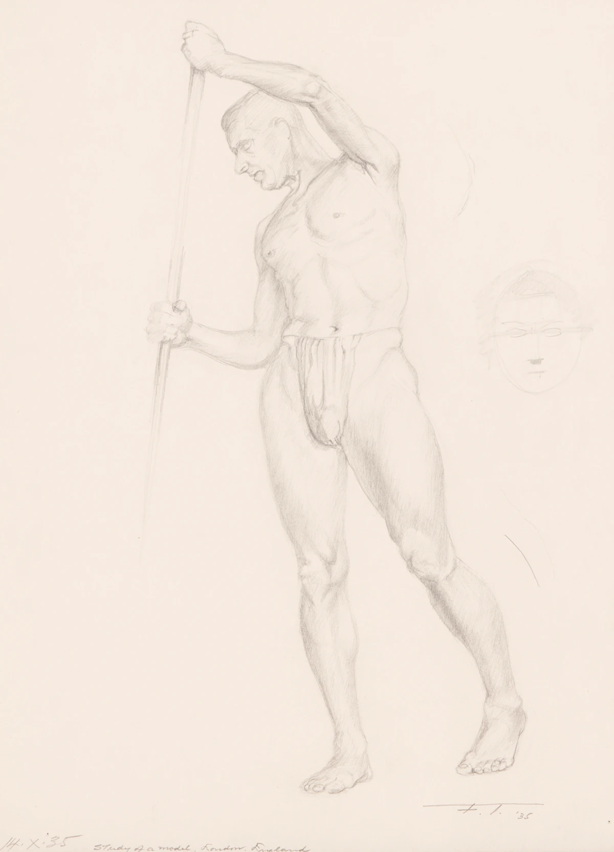 Frederick Bourchier Taylor, Study of a Model, London, England; Self Portrait, assorted media on paper (2)