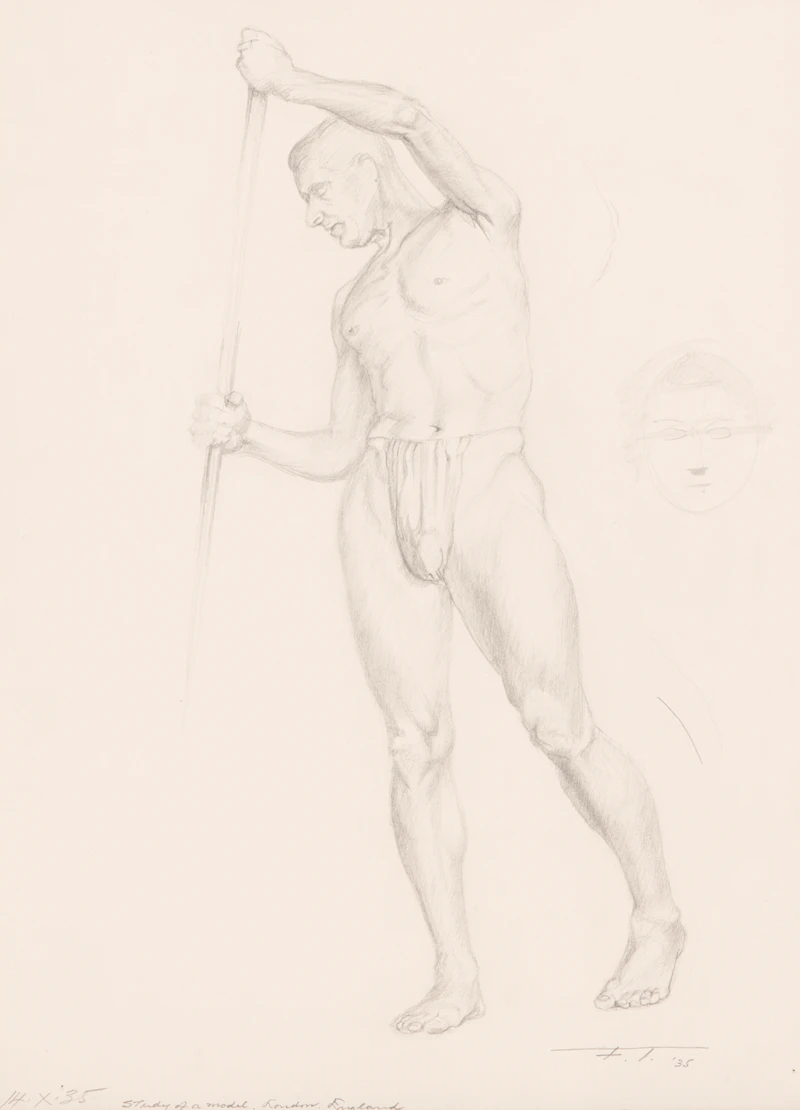 Study of a Model, London, England; Self Portrait by Frederick Bourchier Taylor