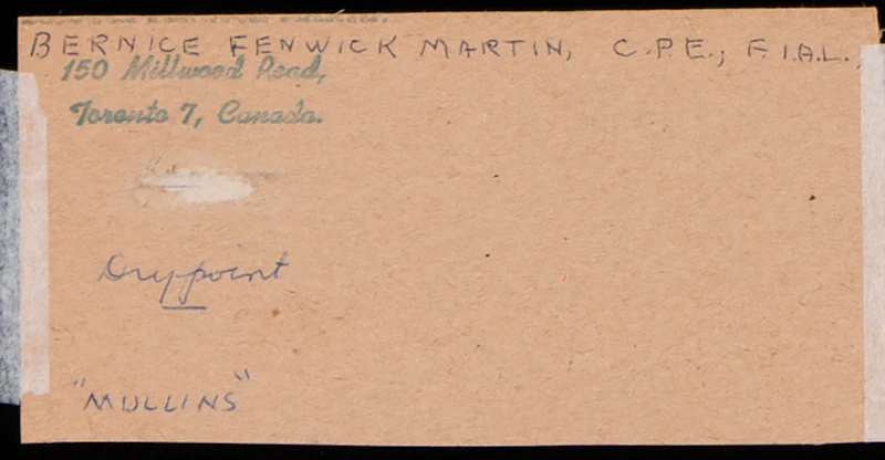 Bernice Fenwick Martin, Mullins, drypoint - view 3