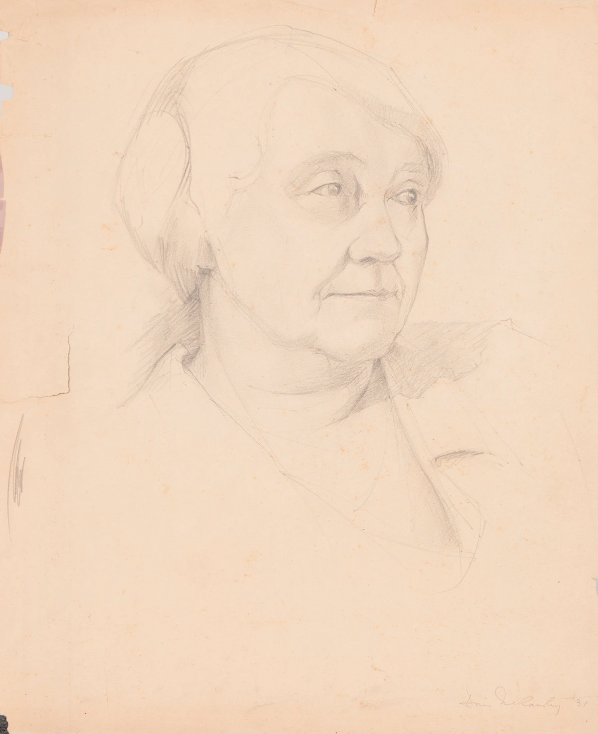Doris Jean McCarthy, Portrait of a Woman; Female Nude, assorted media on paper (2)
