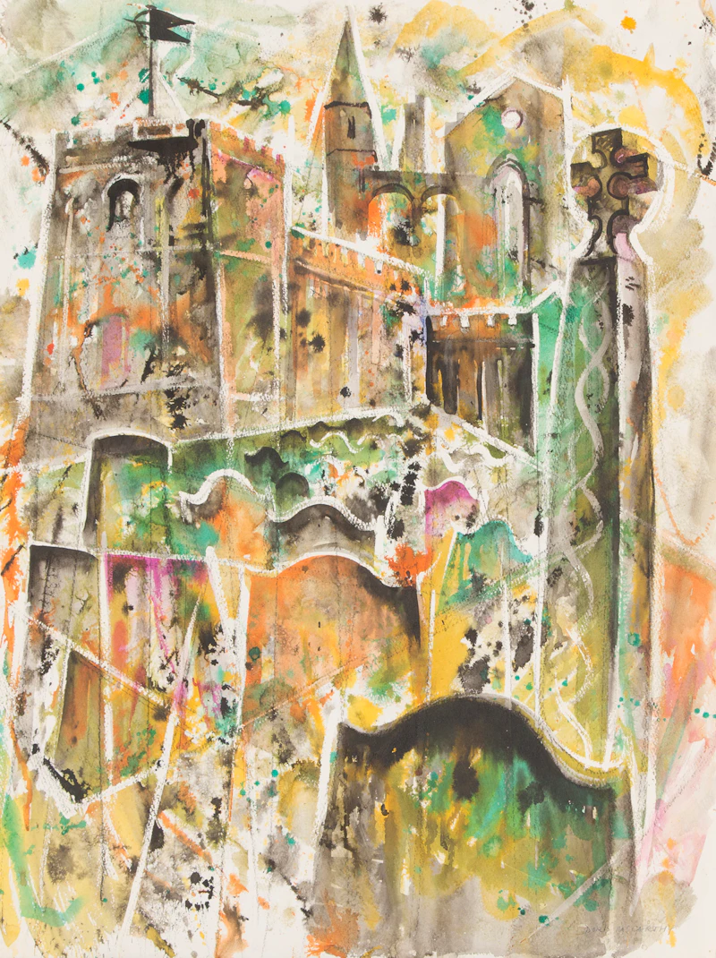 Doris Jean McCarthy, Still Life with Mask and Books; Castle Landscape; Red Houses, watercolours on paper (3) - view 2